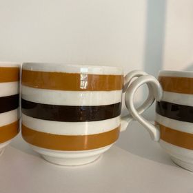 Vintage Brown and Mustard Mugs